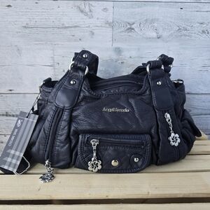 Angel Barcelo Faux Leather Hobo Crossbody Purse Bag Blue NWT